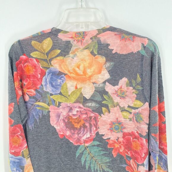 Soft Surroundings Midnight Blooms Womens Floral Sweater Lightweight V-Neck Sz PS - Picture 10 of 13